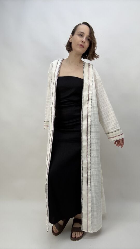 Yaka ve Manşet Detaylı Stalf Kimono