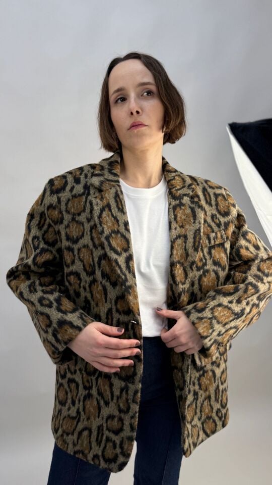 Leoparlı Kaban Ceket