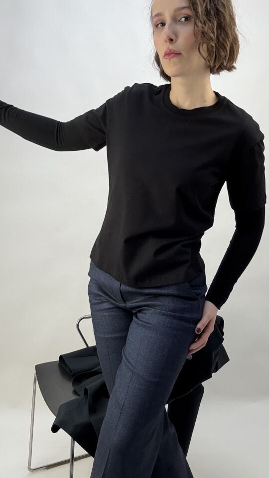 Stalf Studio Kadın Basic Siyah T-shirt