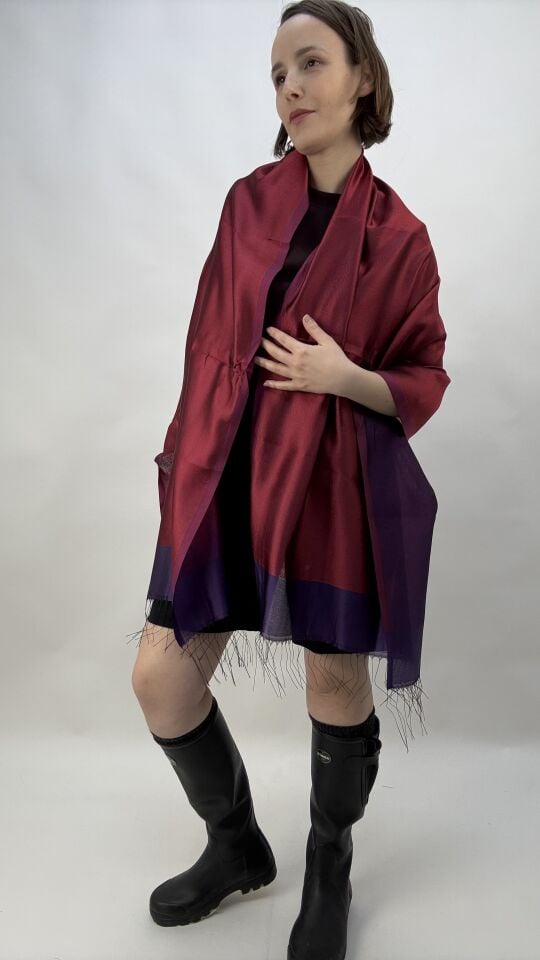 Bordo-Mor Organze Şal
