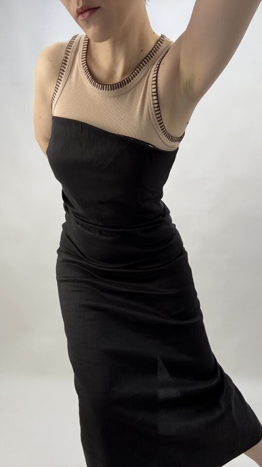 Krem Dikişli Crop