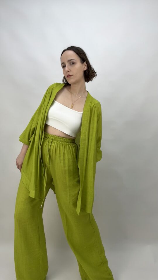 Fıstık Yeşili Kimono
