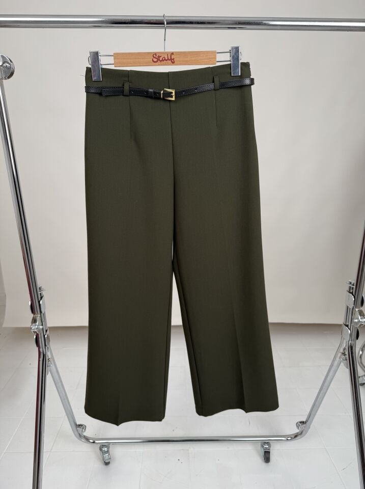 Haki Kemerli Pantolon